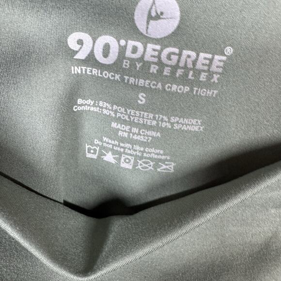 90 Degree By Reflex NEW Crop Tight Leggings Women S Green Black Pocket 2 PC Set - Picture 7 of 9
